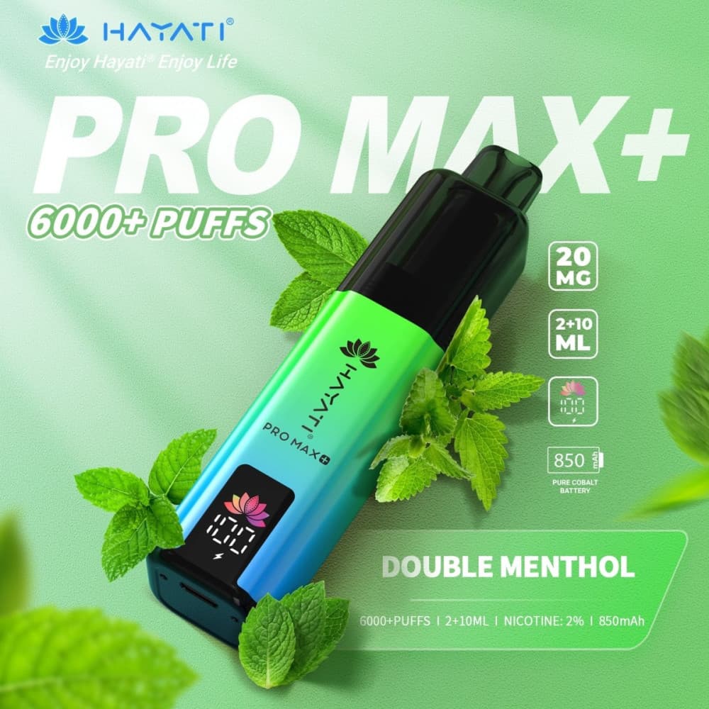  20mg / Double Menthol Hayati Pro Max+ 6K Puffs Pod Kit