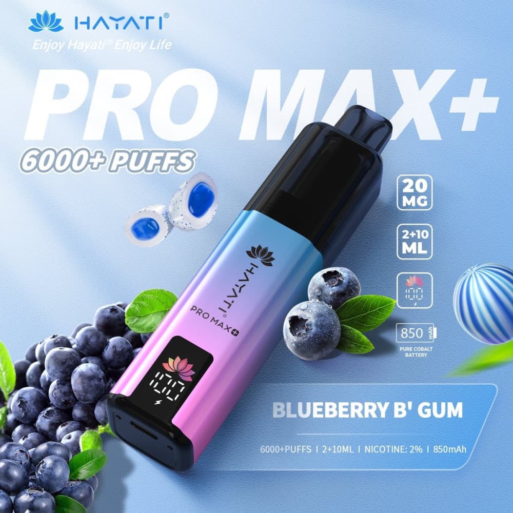  20mg / Blueberry Bubblegum Hayati Pro Max+ 6K Puffs Pod Kit