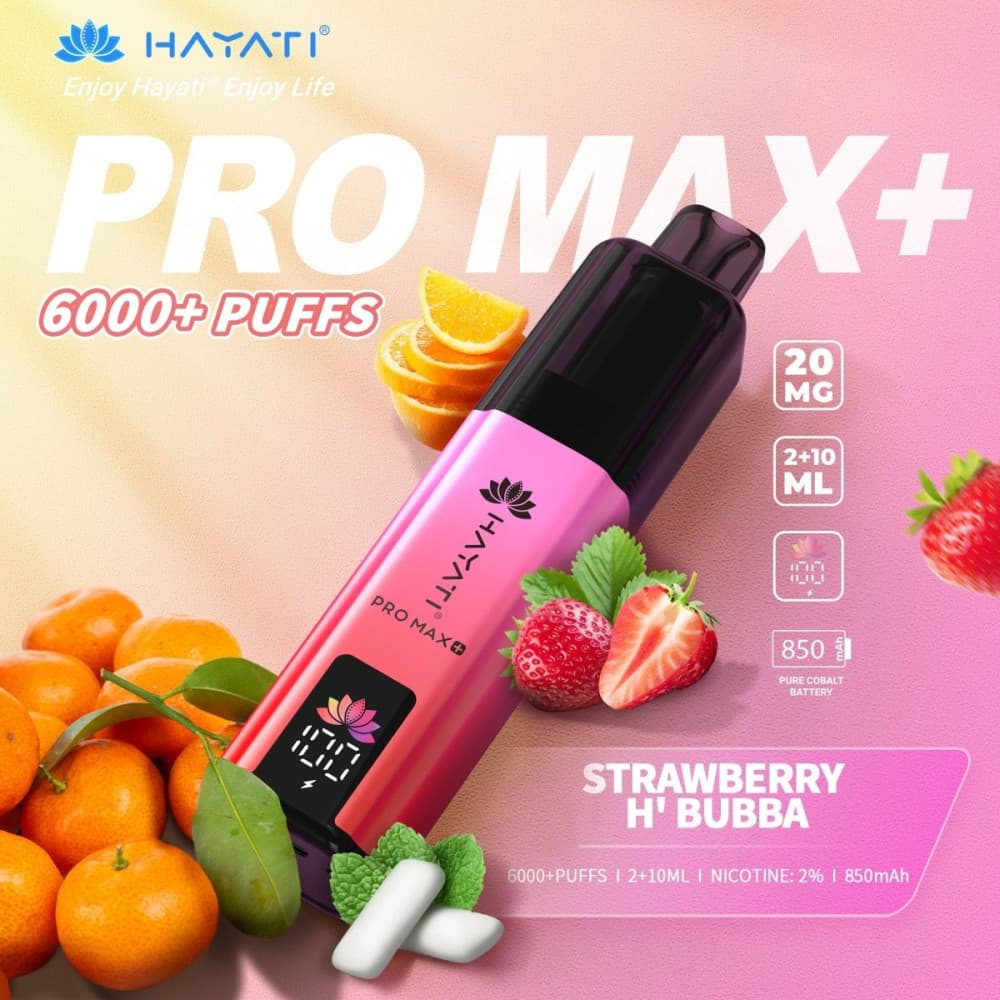  20mg / Strawberry H'Bubba Hayati Pro Max+ 6K Puffs Pod Kit