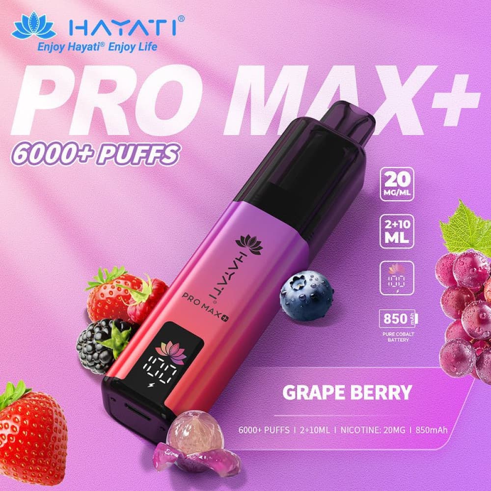  20mg / Grape Berry Hayati Pro Max+ 6K Puffs Pod Kit