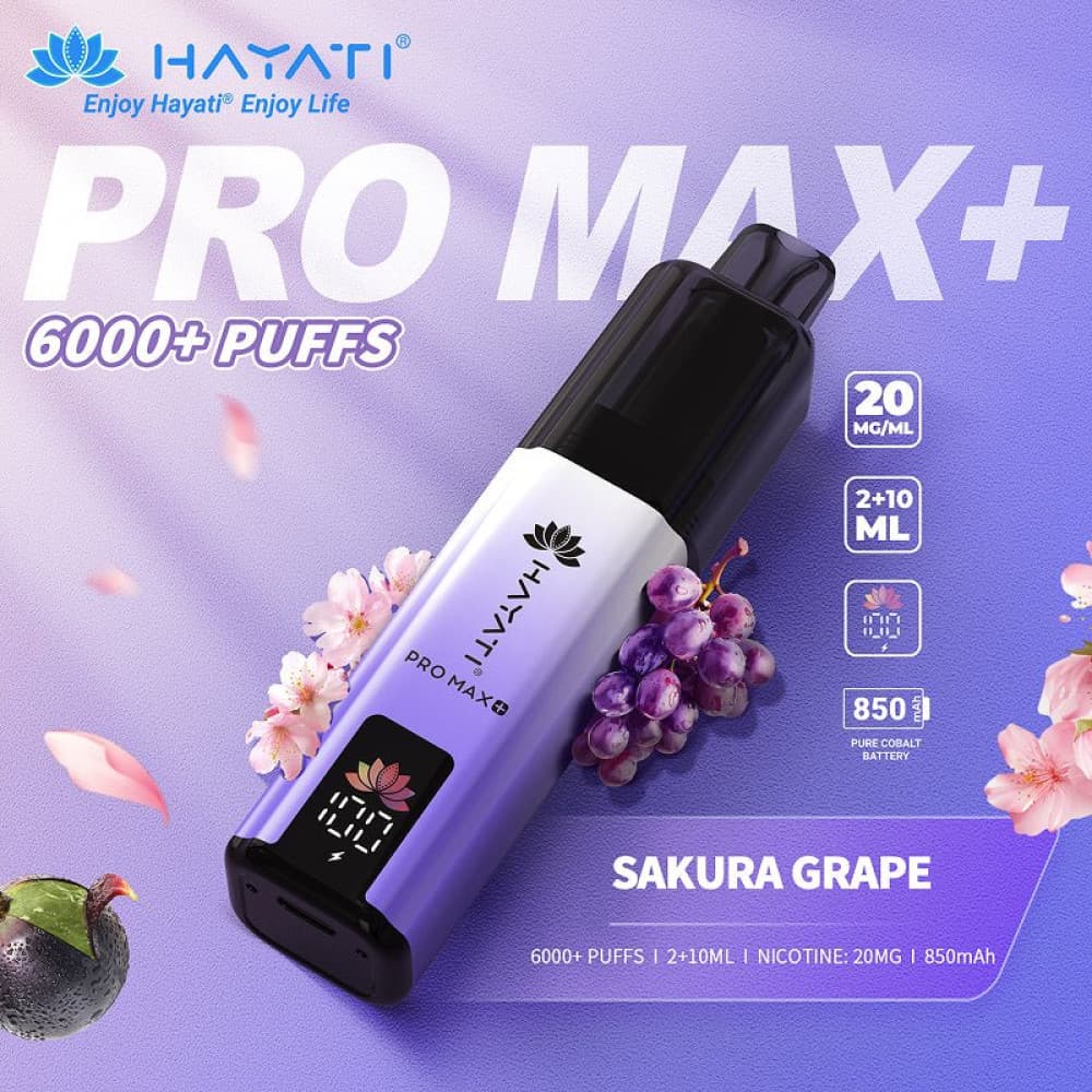  20mg / Sakura Grape Hayati Pro Max+ 6K Puffs Pod Kit