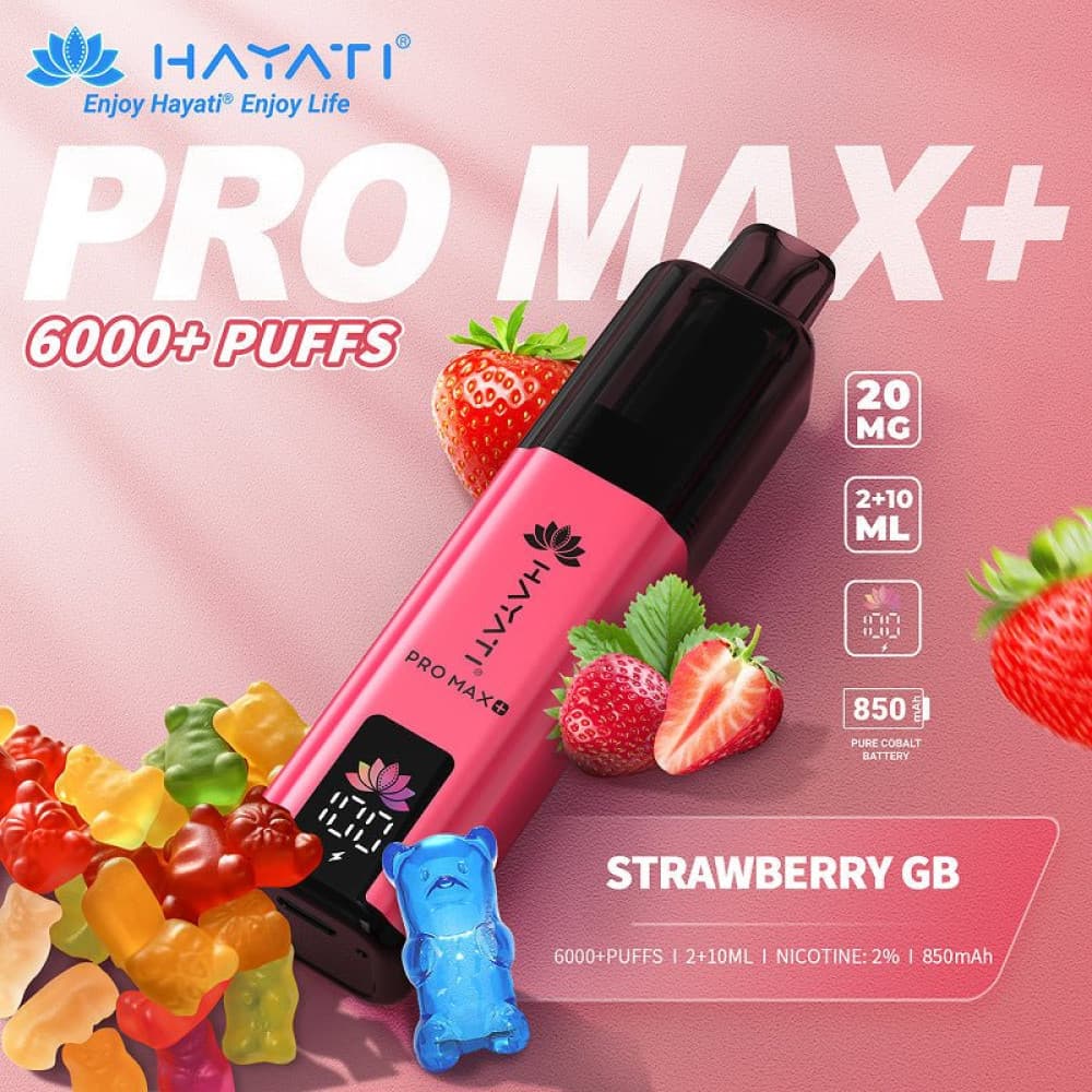  20mg / Strawberry GB Hayati Pro Max+ 6K Puffs Pod Kit