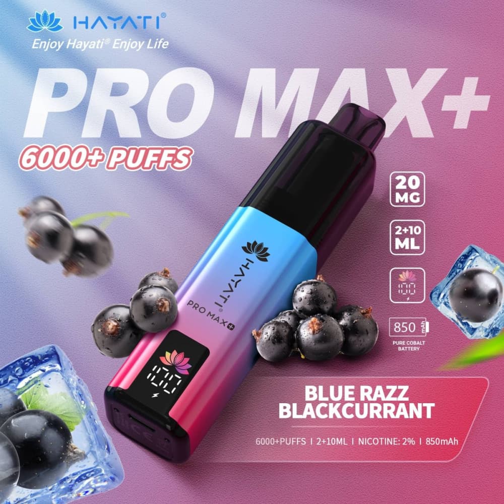 20mg / Blue Razz Blackcurrant Hayati Pro Max+ 6K Puffs Pod Kit
