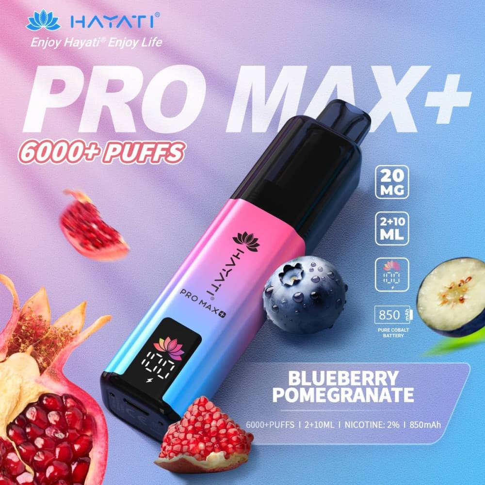  20mg / Blueberry Pomogranate Hayati Pro Max+ 6K Puffs Pod Kit