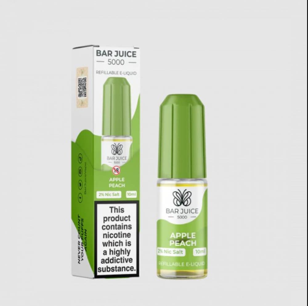  20mg / Apple Peach Bar Juice 5000 - Nic Salt 10ml E-Liquid Box of 10