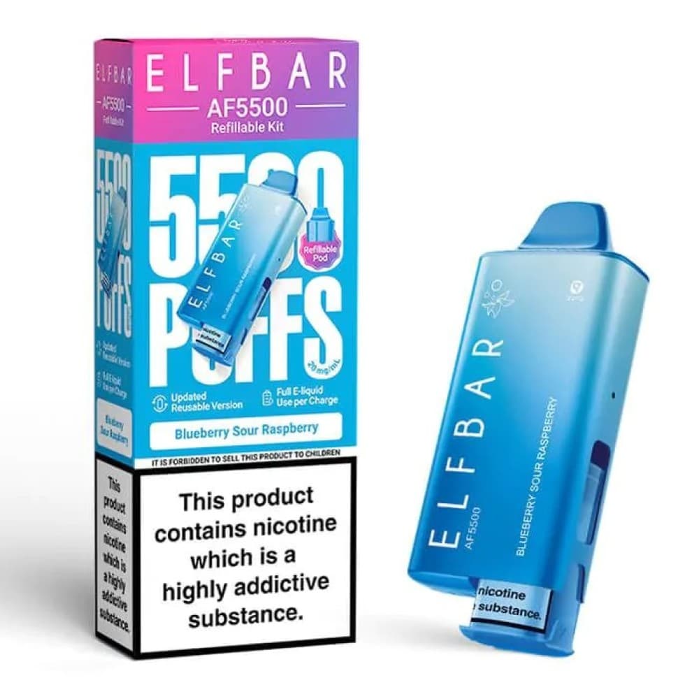  Blueberry Sour Raspberry Elf Bar AF5500 Prefilled Vape Kit Box of 5