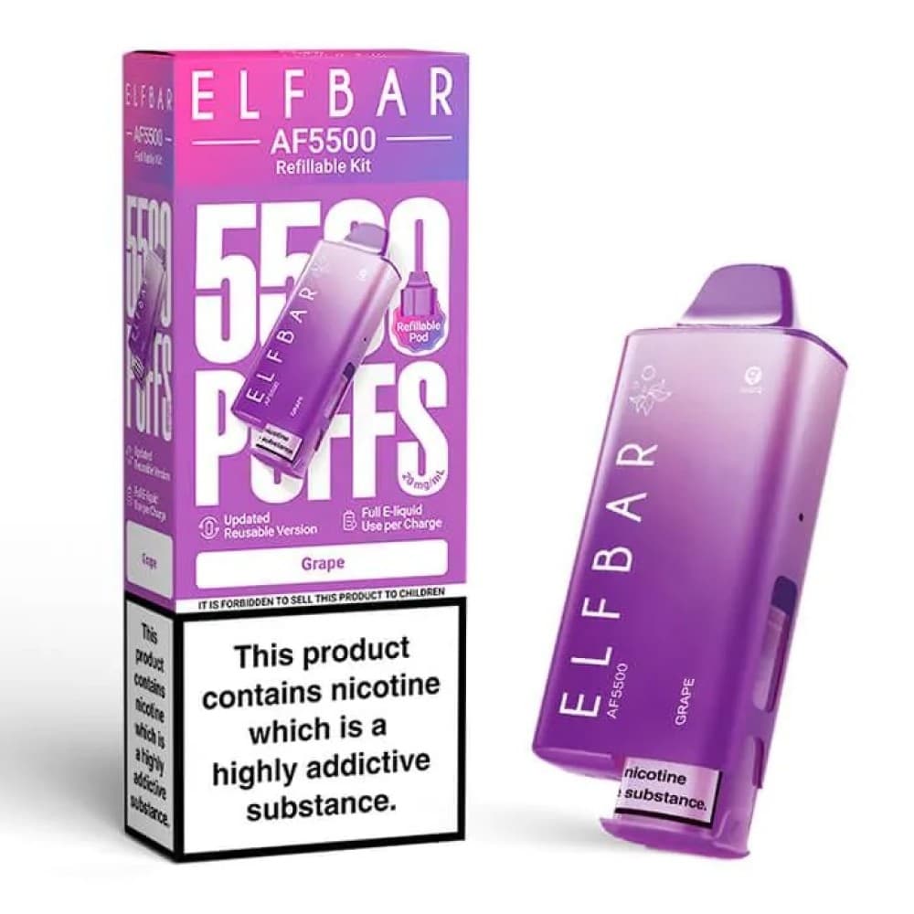  Grape Elf Bar AF5500 Prefilled Vape Kit Box of 5