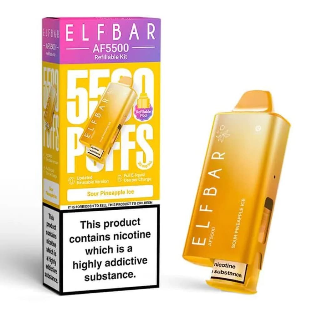  Sour Pineapple Ice Elf Bar AF5500 Prefilled Vape Kit Box of 5