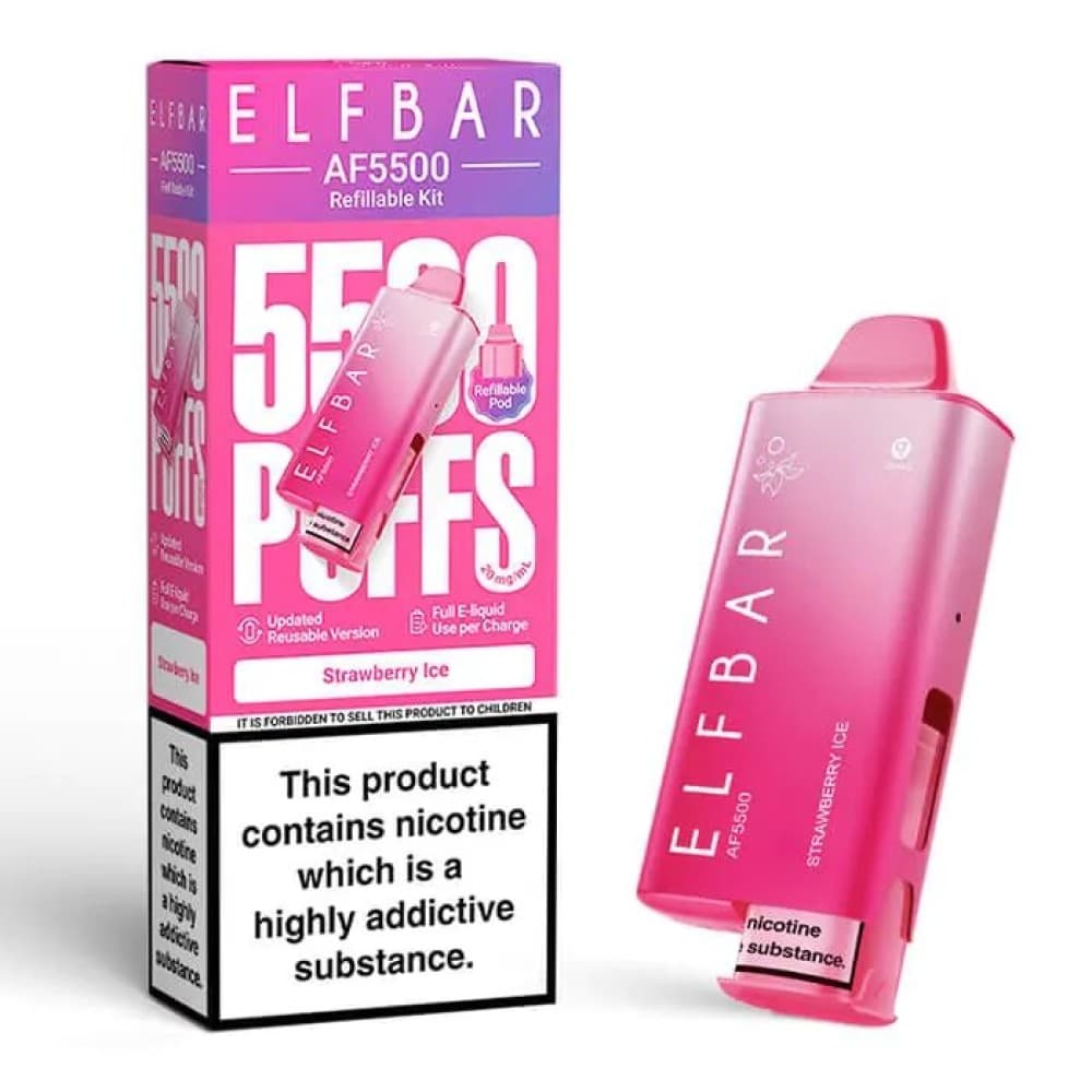  Strawberry Ice Elf Bar AF5500 Prefilled Vape Kit Box of 5