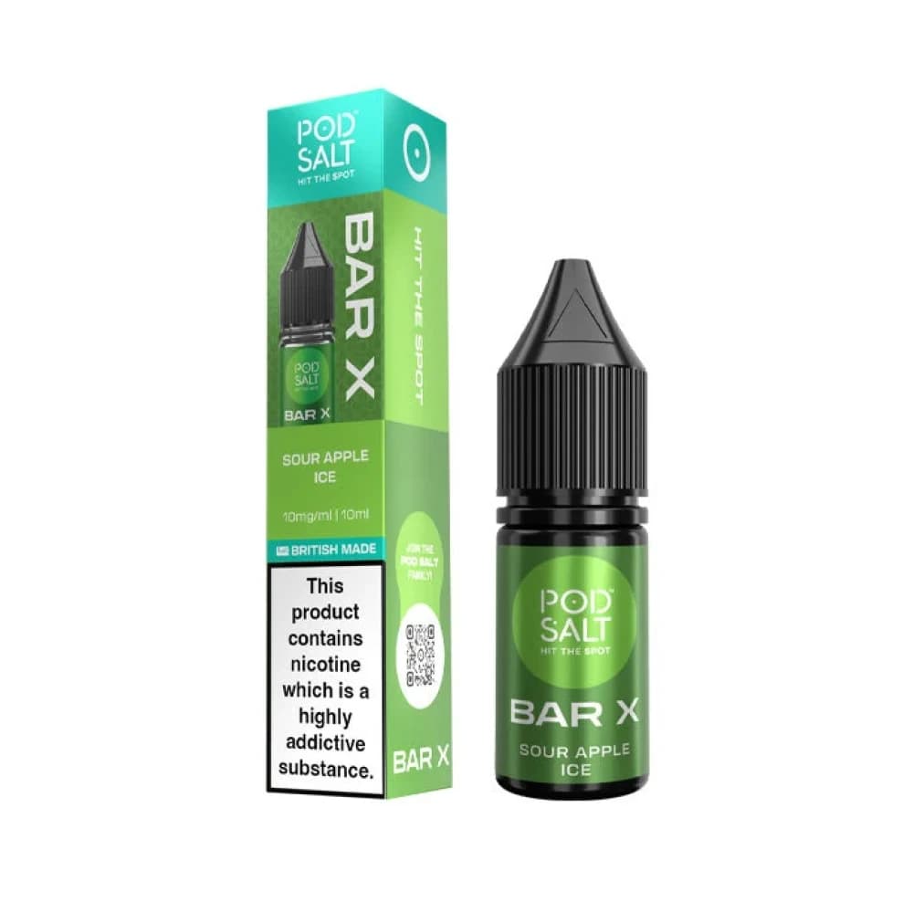  Sour Apple Ice / 10mg Pod Salt Bar X 10ml E-liquid Box of 10