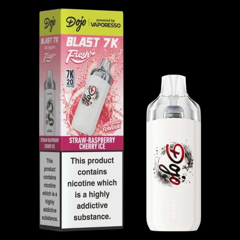  Straw Raspberry Cherry Ice Dojo Blast 7K Prefilled Pod Kit Box of 5