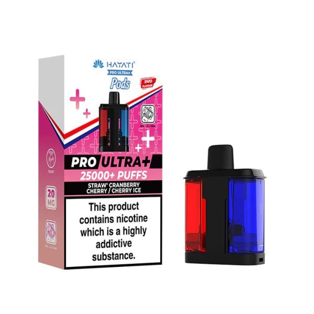 Straw' Cranberry Cherry - Cherry lce Hayati Pro Ultra+ 25K Prefilled Pods