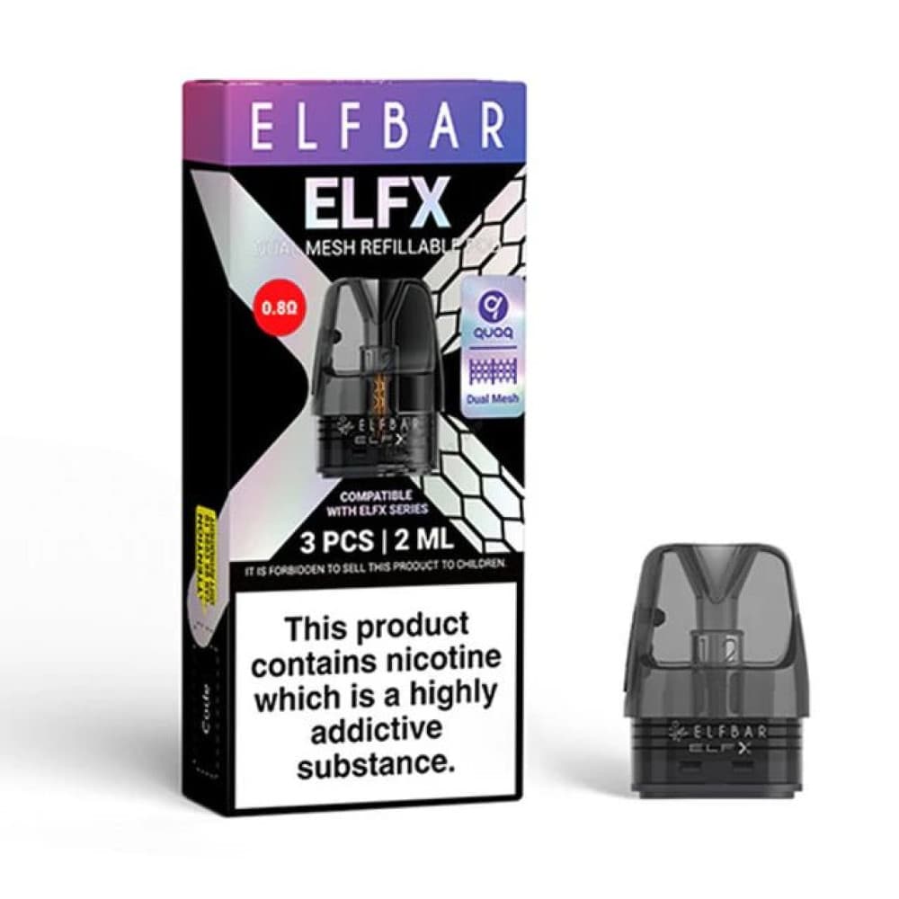 0.8 ohm Elf Bar ELFX Empty Replacement Pods - Pack of 3