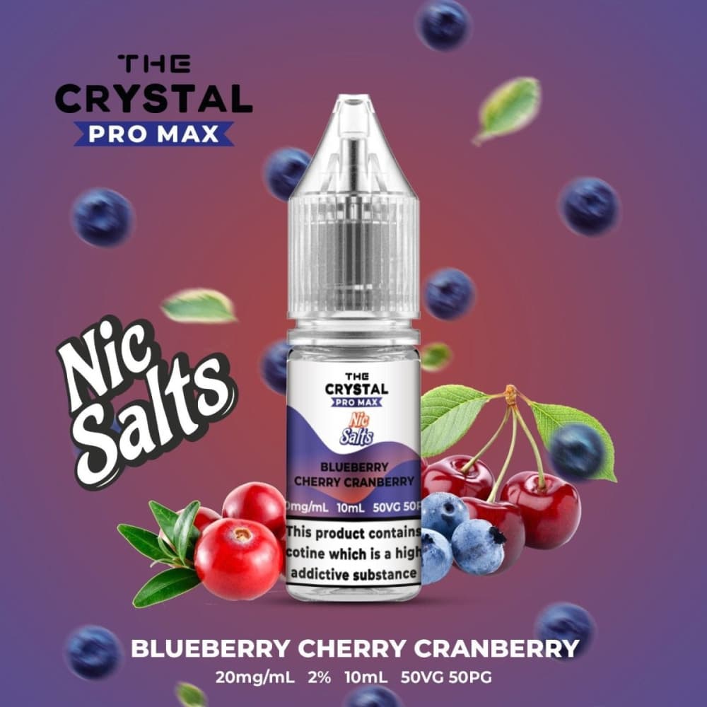 Blueberry Cherry Cranberry / 20mg The Crystal Pro Max Vape Nic Salts 10ml - Box of 10