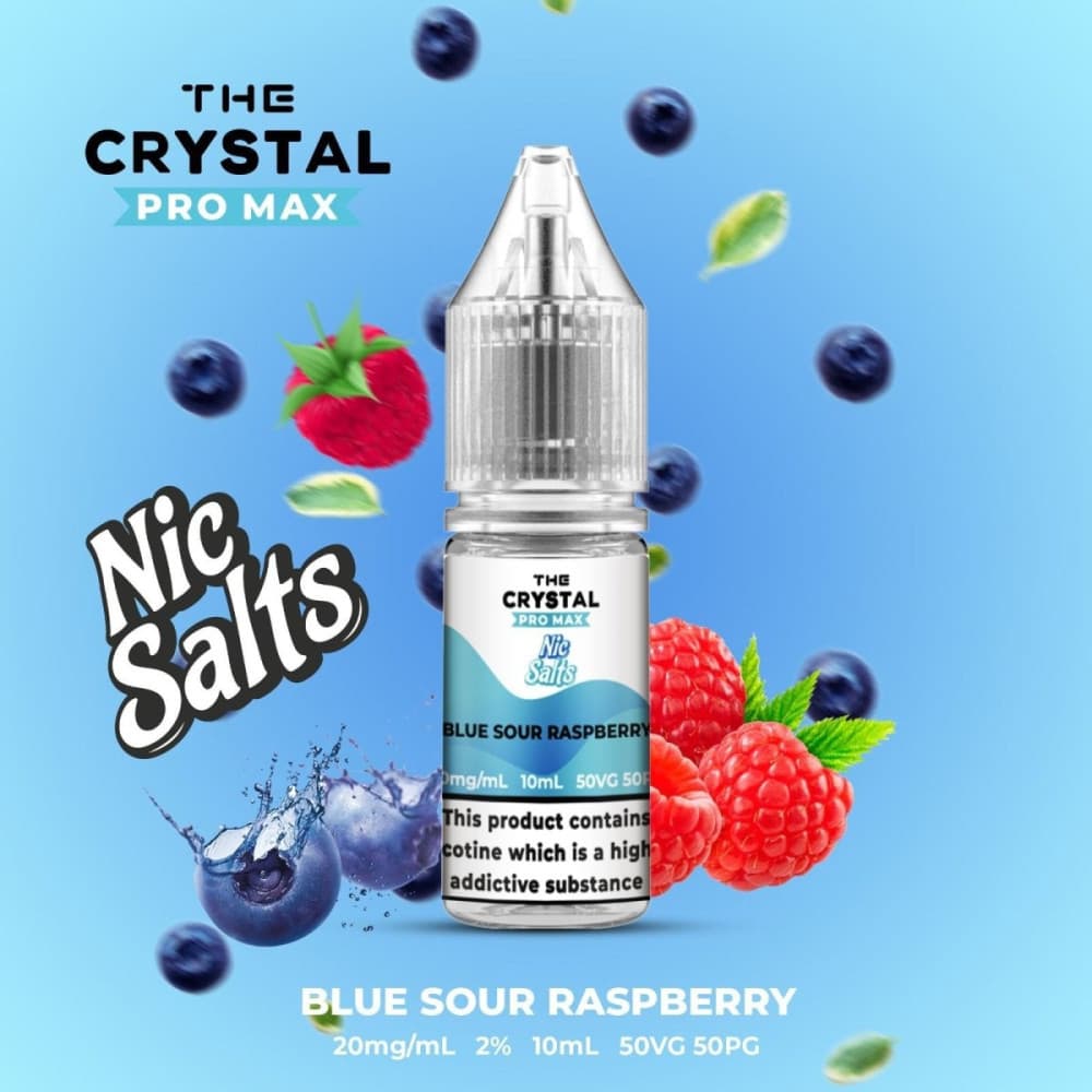 Blue Sour Raspberry / 20mg The Crystal Pro Max Vape Nic Salts 10ml - Box of 10