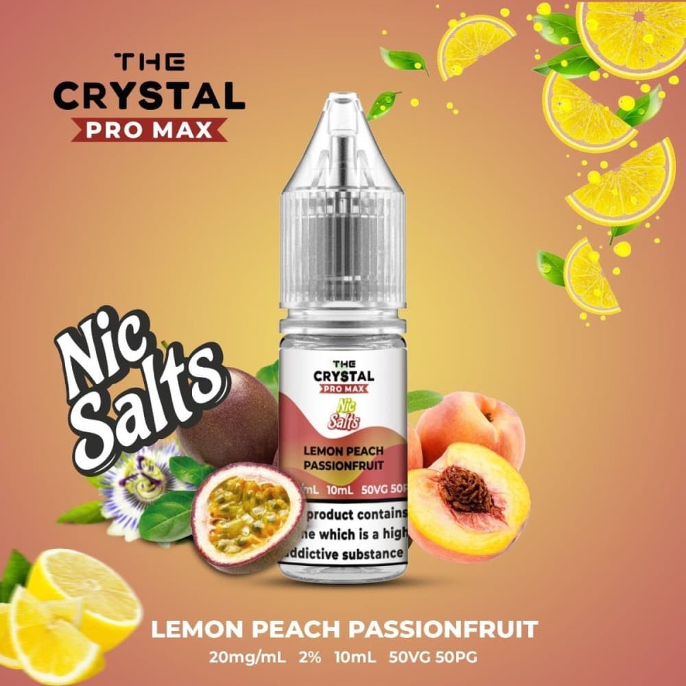 Lemon Peach Passionfruit / 20mg The Crystal Pro Max Vape Nic Salts 10ml - Box of 10