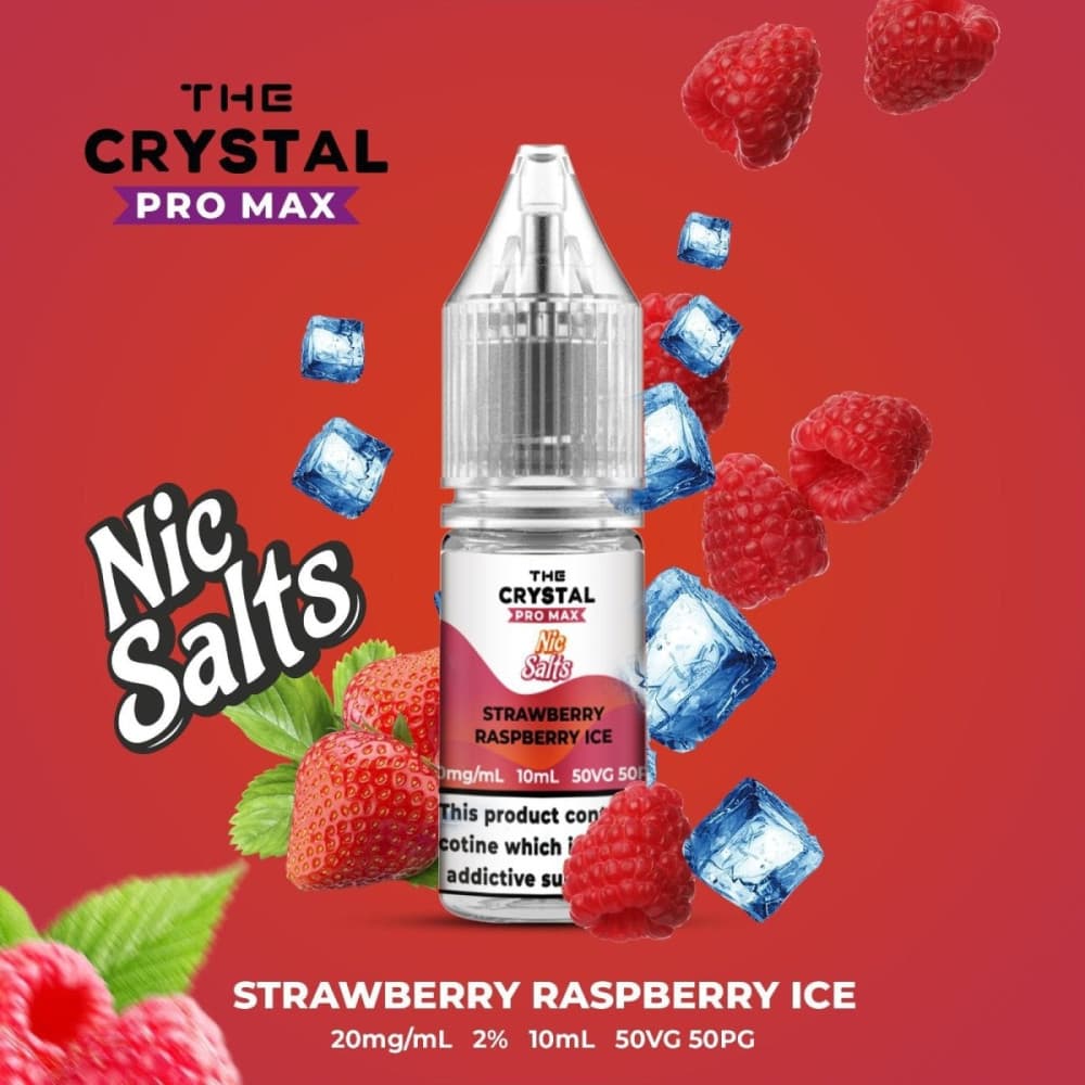 Strawberry Raspberry Ice / 20mg The Crystal Pro Max Vape Nic Salts 10ml - Box of 10