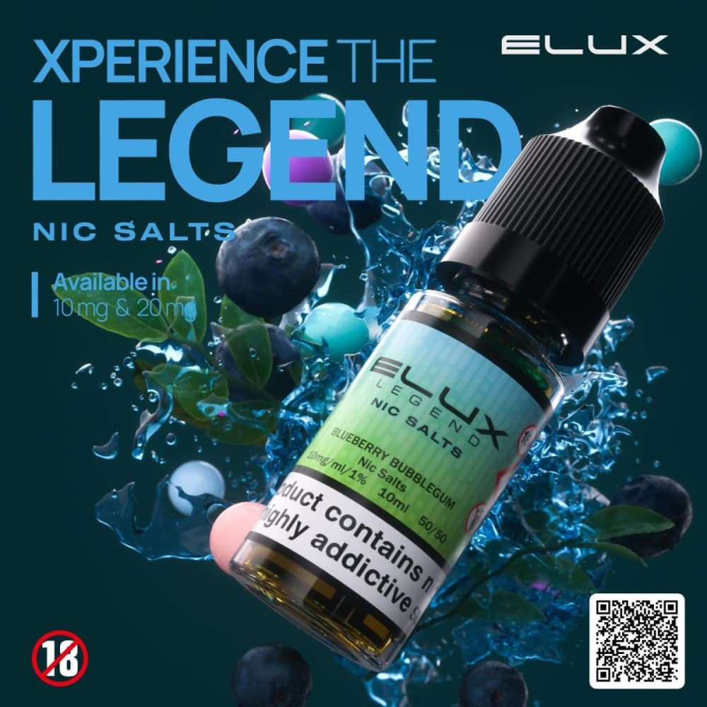 Blueberry Bubblegum / 10mg Elux Legend Nic Salt-10ml E-liquids - Box of 10