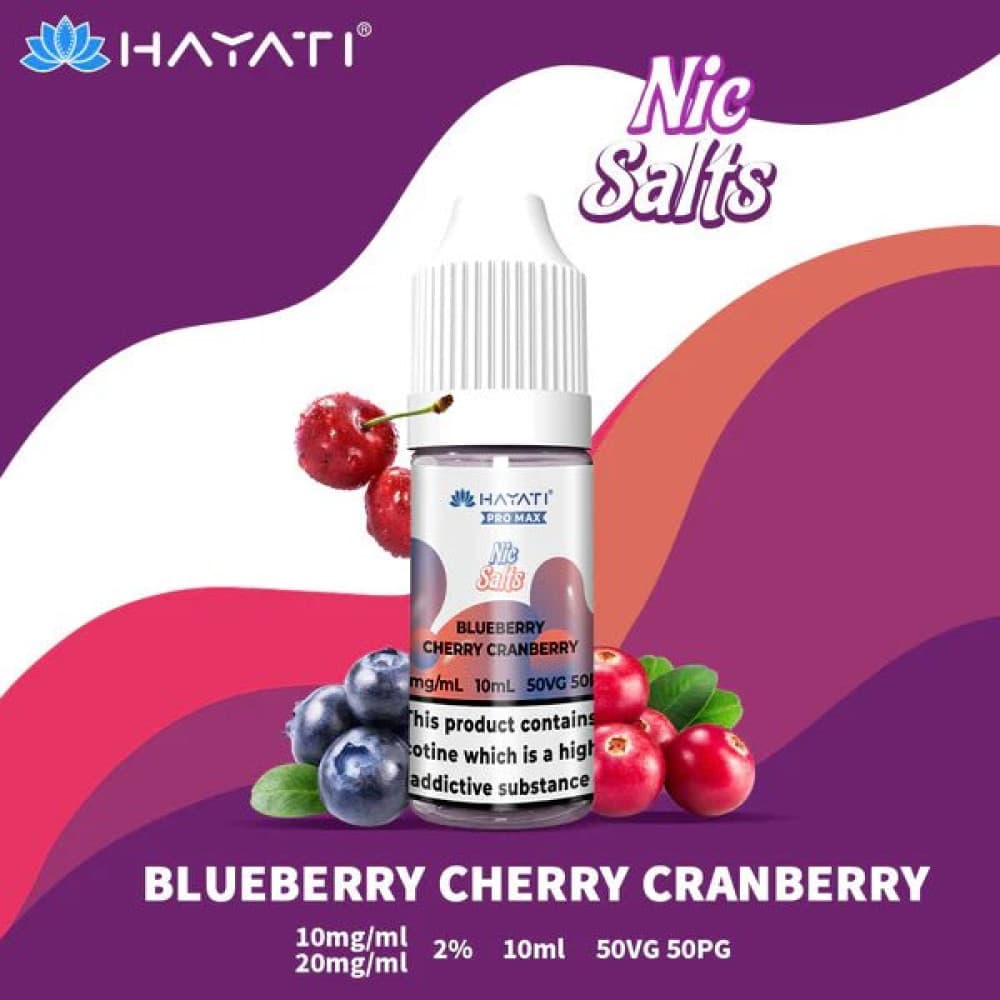 10mg / Blueberry Cherry Cranberry Hayati Pro Max Nic Salts
