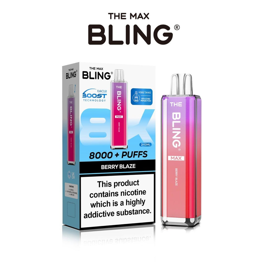 The Crystal Bling Max 8000 Preffilled Vape Kit Box of 5 - IMMYZ