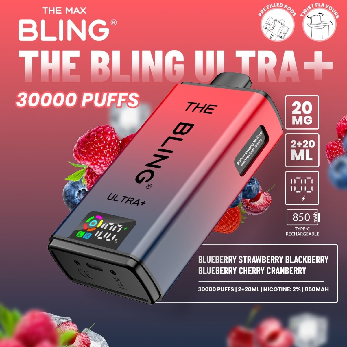 The Crystal Bling Ultra Plus 30k Prefilled Vape Kit Box of 5 - IMMYZ