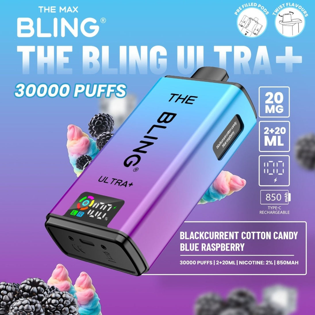 The Crystal Bling Ultra Plus 30k Prefilled Vape Kit Box of 5 - IMMYZ
