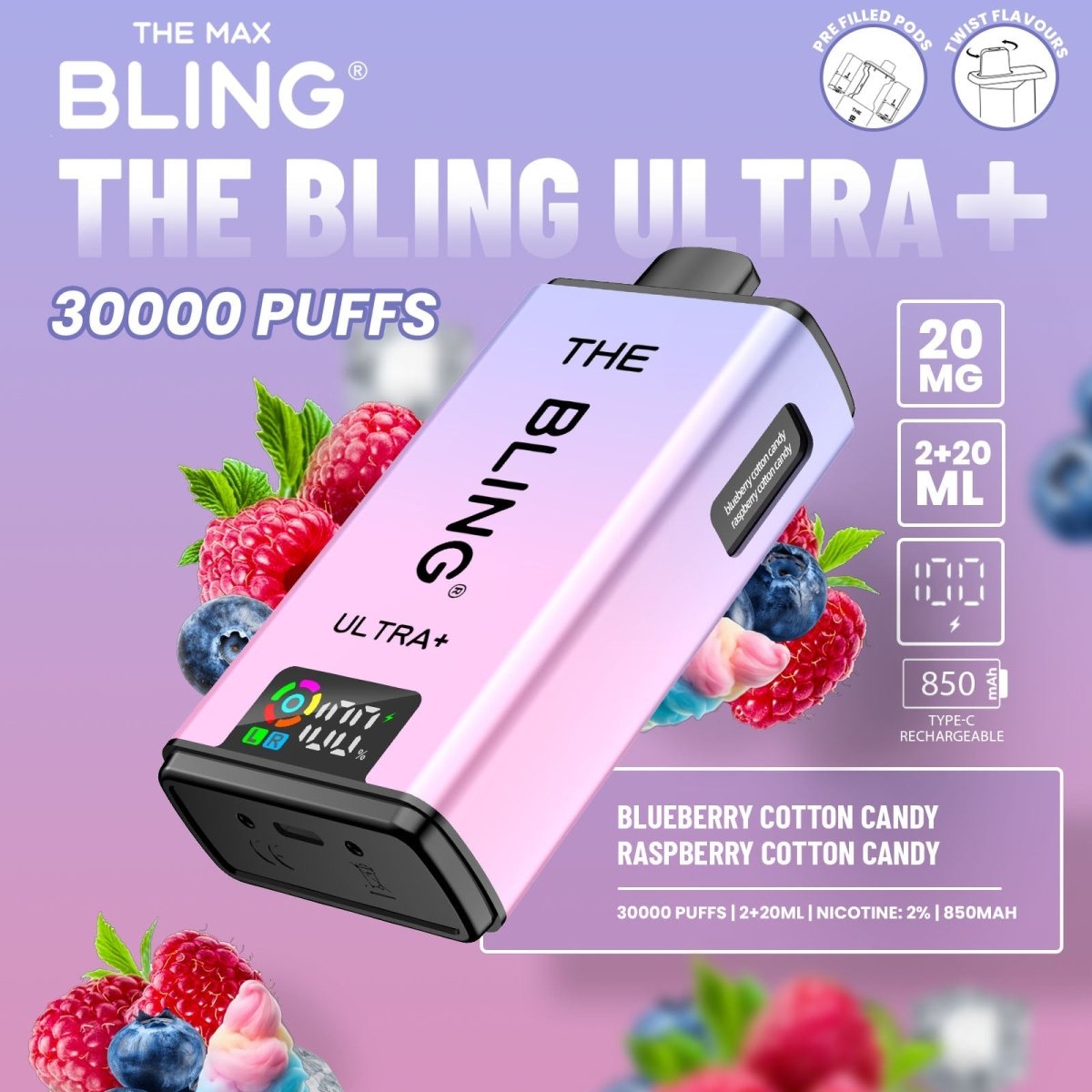 The Crystal Bling Ultra Plus 30k Prefilled Vape Kit Box of 5 - IMMYZ
