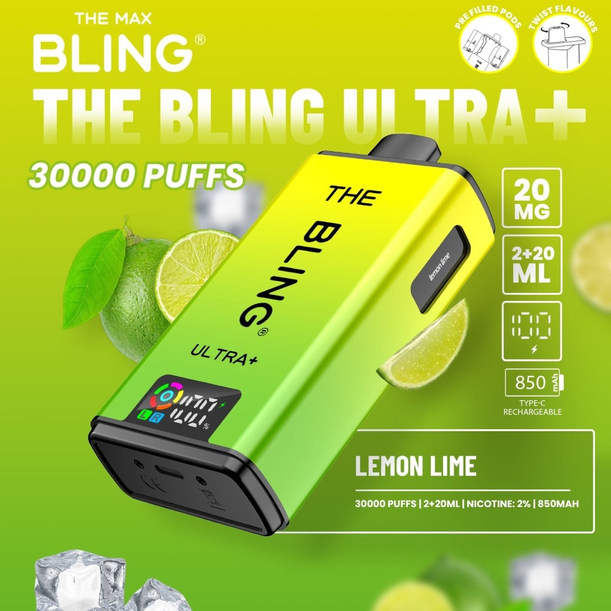 The Crystal Bling Ultra Plus 30k Prefilled Vape Kit Box of 5 - IMMYZ