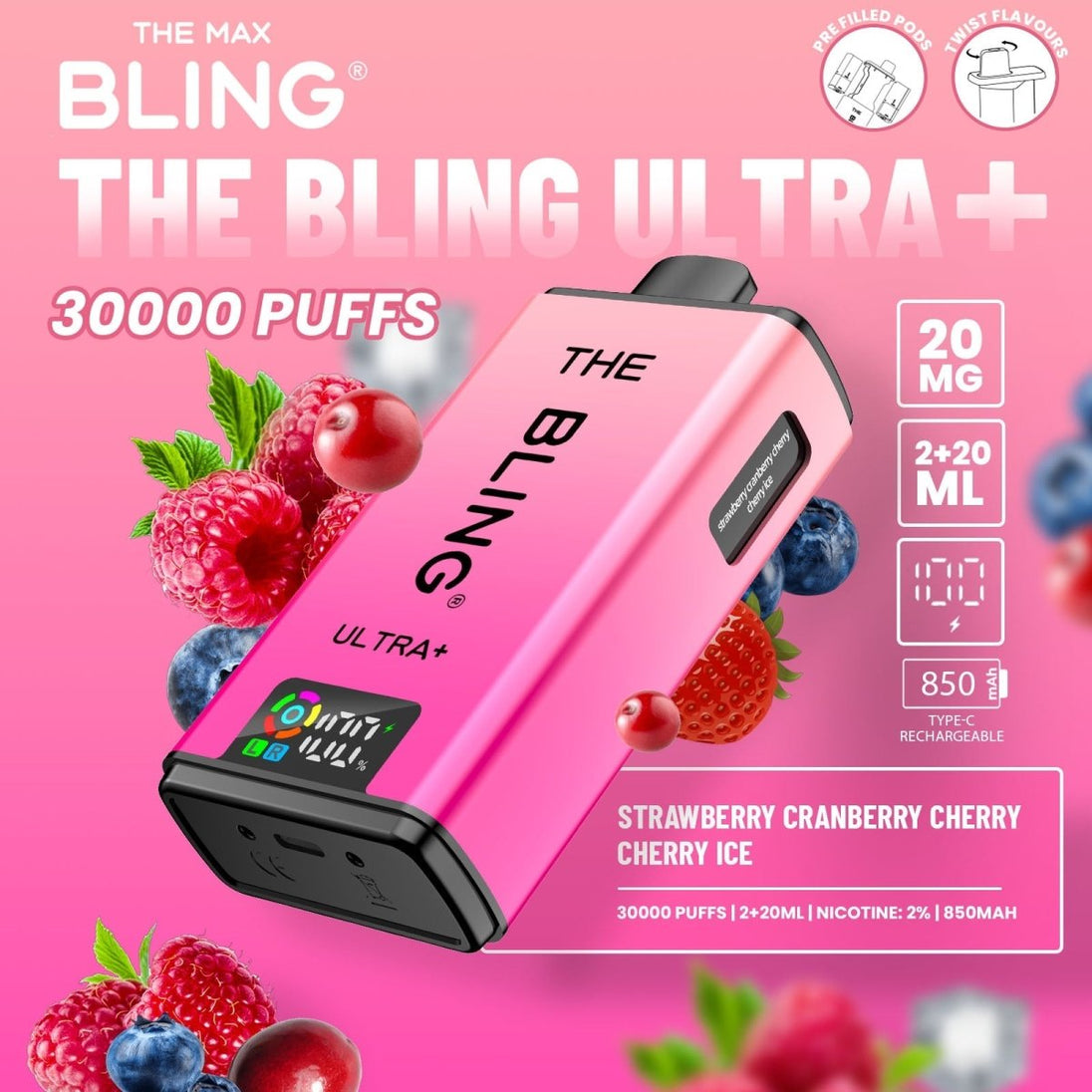 The Crystal Bling Ultra Plus 30k Prefilled Vape Kit Box of 5 - IMMYZ