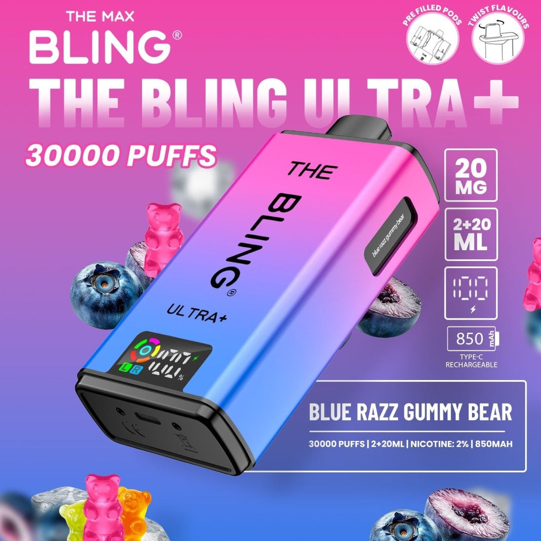 The Crystal Bling Ultra Plus 30k Prefilled Vape Kit Box of 5 - IMMYZ