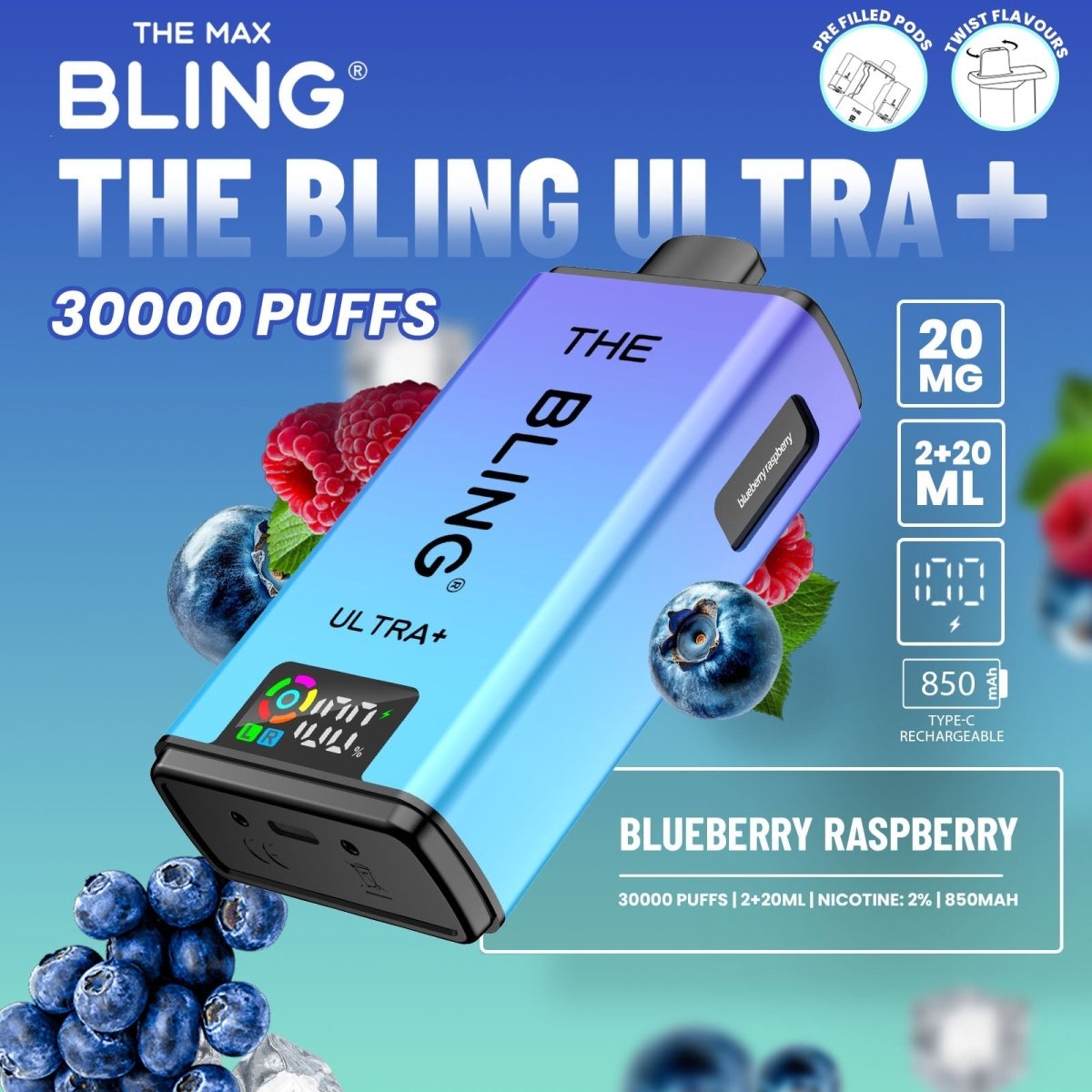 The Crystal Bling Ultra Plus 30k Prefilled Vape Kit Box of 5 - IMMYZ